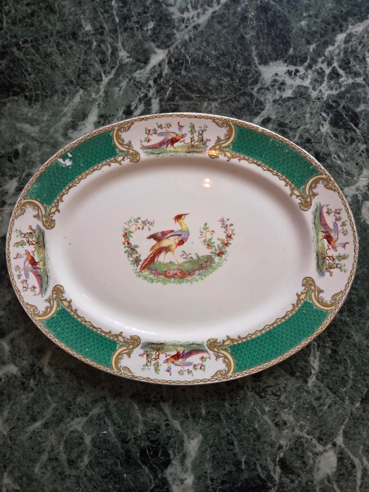 Antiek Myott's Royal Crown Staffordshire Chelsea Bird schaal, Ophalen