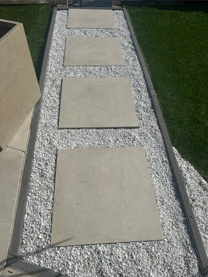 7 Crème Keramische Terrastegels 60x60 met Betonlaag, 60 cm of meer, Gebruikt, Keramiek, Ophalen of Verzenden