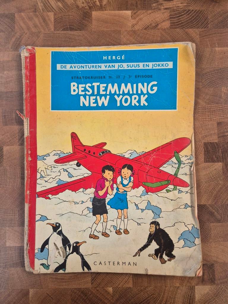 Jo, Suus en Jokko - Bestemming New York (Hergé), Boeken, Stripboeken, Gelezen, Eén stripboek, Ophalen of Verzenden