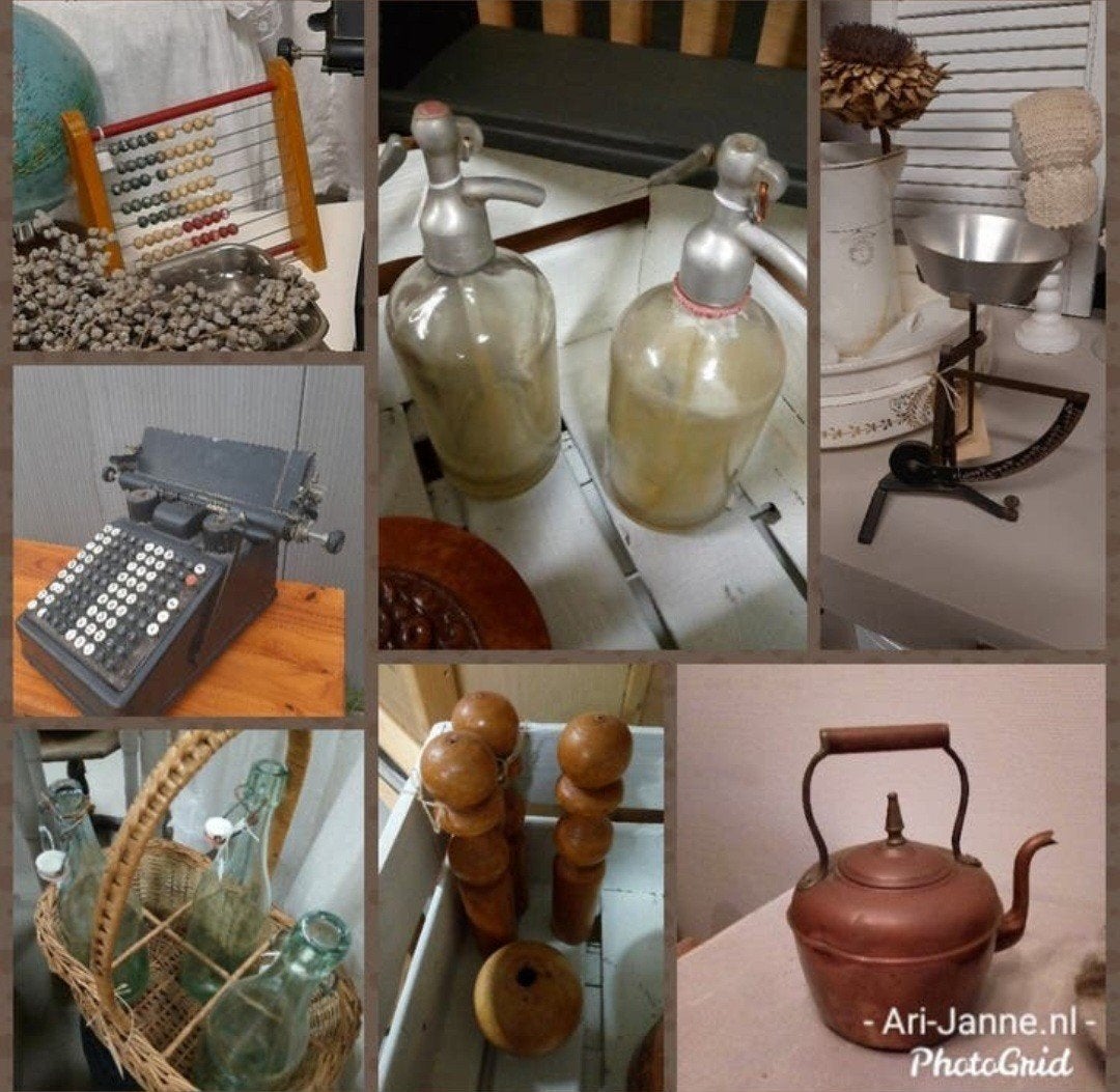 Brocante decoratie, emaille, serviesgoed, textiel, Ophalen of Verzenden