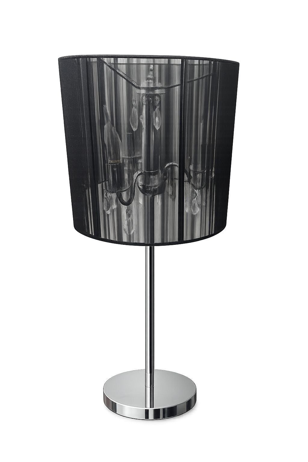 Elegante Barok Tafellamp met Zwarte Kap en Kristallen, Ophalen, Overige merken, Nieuw, E27 (groot)