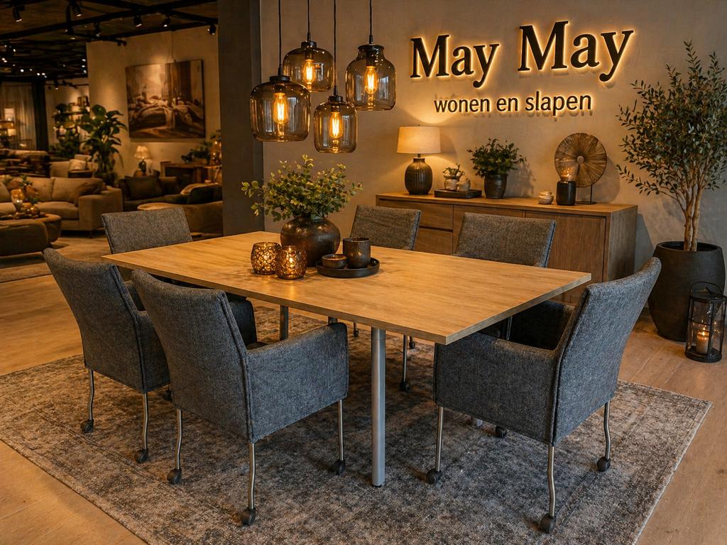 vergardertafel licht eiken 220/110 met 6 stoelen, Huis en Inrichting, Tafels | Eettafels, 100 tot 150 cm, Mwonenenslapen@ziggo.nl
