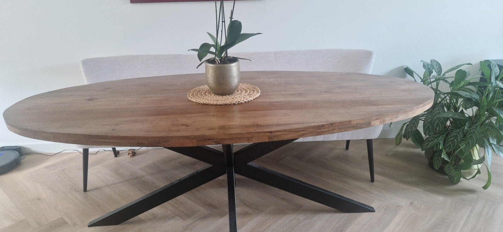 Mango houten eettafel 210x100 cm, Ophalen, 100 tot 150 cm, 200 cm of meer, Zo goed als nieuw
