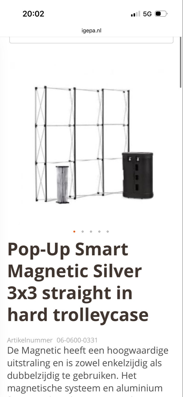 2x Pop-Up Smart Magnetic Silver 3x3 Straight in Hard Trolley, Ophalen