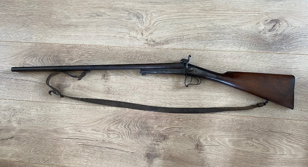 Zwartkruit Belgisch penvuur jachtgeweer side by side Cal. 16, Ophalen of Verzenden