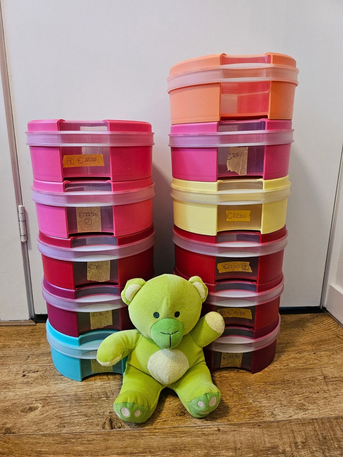 Tupperware gekleurde vensterdoos koektrommels, Ophalen of Verzenden, Gebruikt, Overige kleuren, Overige typen