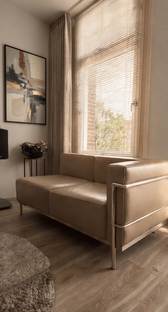 Prachtige Design Tweezitter | Camel Kleur & Chroom Frame, Ophalen, Zo goed als nieuw, Leer