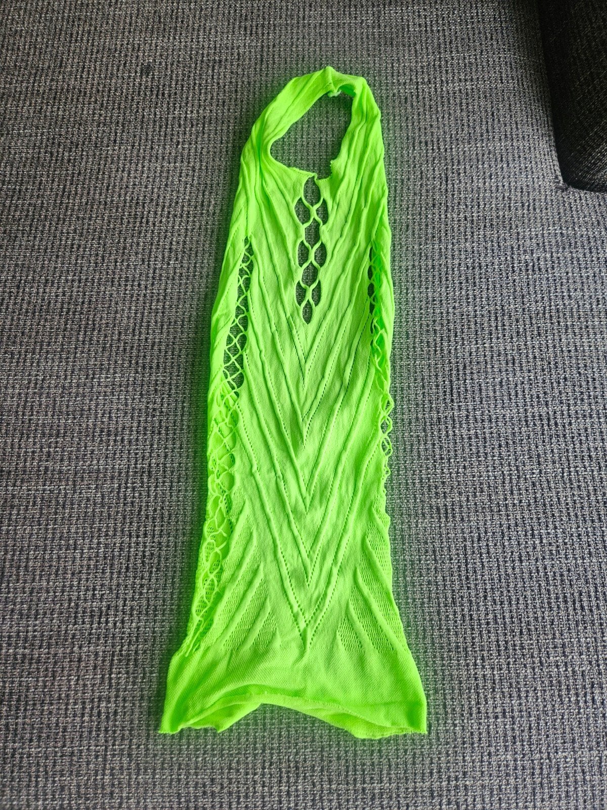 Neon Groene Mesh Halter Top / Mini Jurk - One Size, Ophalen of Verzenden