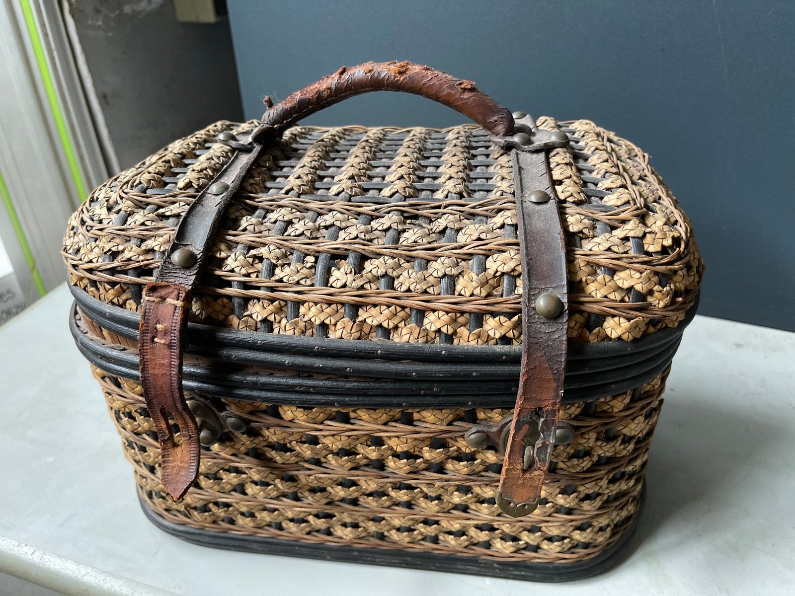 Antieke Franse rieten mand, Ophalen of Verzenden