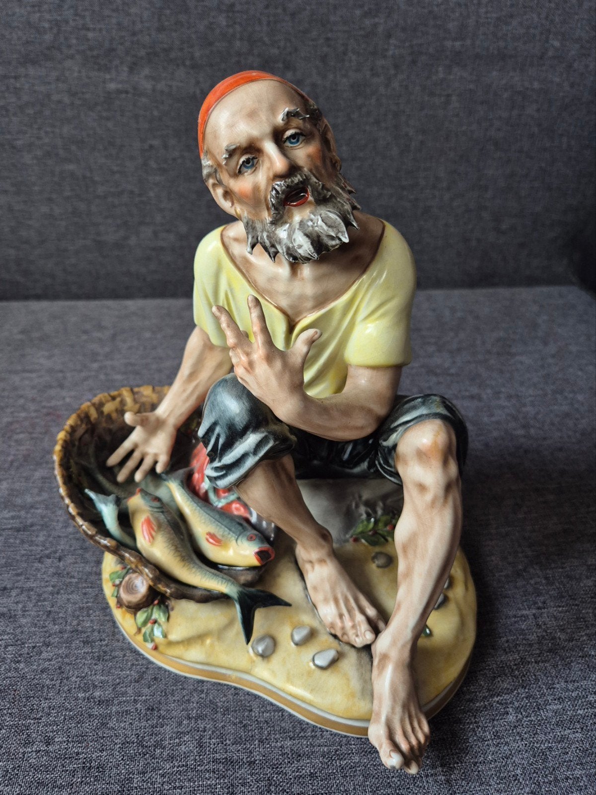 Antiek Dresden Porseleinen Visser Beeldje, Ophalen of Verzenden