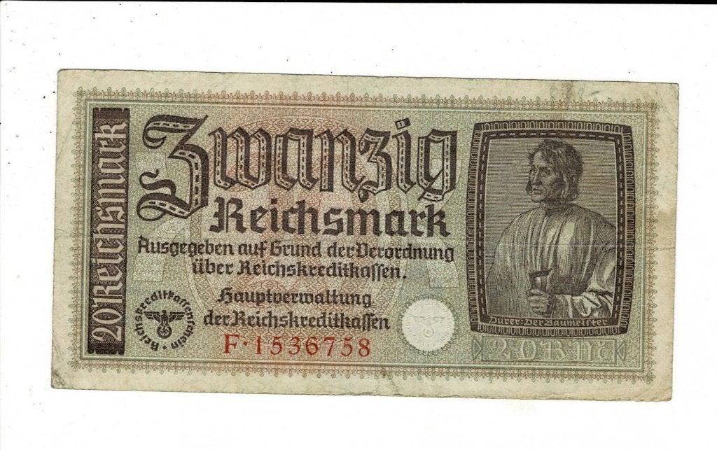 Duitsland, 20 reichsmark 1939, met swastika, Verzenden, Duitsland
