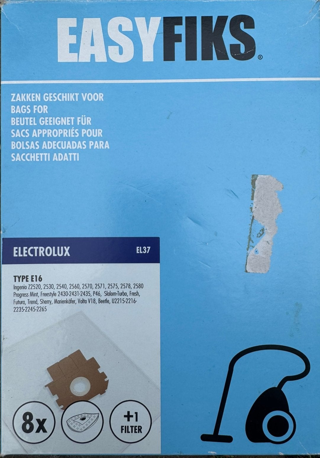 5 Easyfiks stofzuigerzakken (type E16) voor Elektrolux, Witgoed en Apparatuur, Ophalen of Verzenden, Nieuw