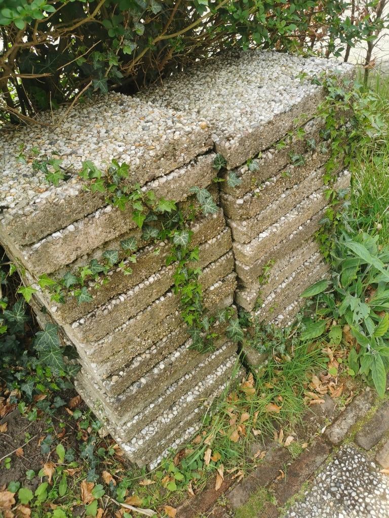 Betonnen terrastegels met grind, 40x40 , stapel van 20 stuks, Ophalen of Verzenden, Gebruikt, Beton, Terrastegels