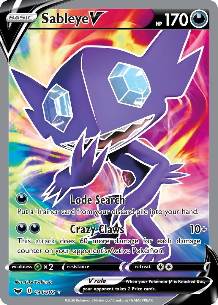 Sword & Shield Series » Sword & Shield » Sableye V 194/202, Ophalen of Verzenden, Nieuw, Losse kaart