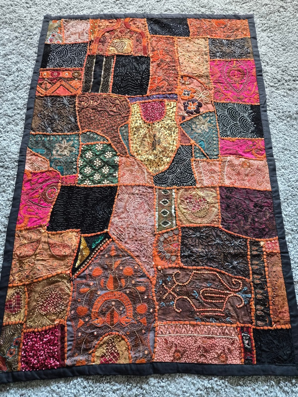 Handgemaakt India Patchwork Wandkleed/Tafelkleed 93x140 cm, Ophalen of Verzenden