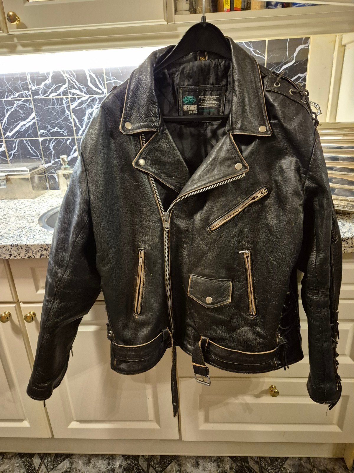 Leren Motorjas 3XL, 2 Helmen XL & Leren handschoenen ., Ophalen, Tweedehands, Heren, Handschoenen