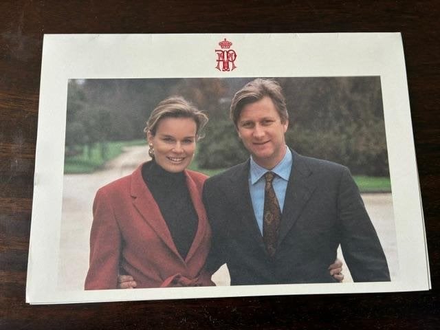 Bedanking huwelijk Philippe en Mathilde, Ophalen of Verzenden, Gebruikt, Buitenland, Kaart, Foto of Prent