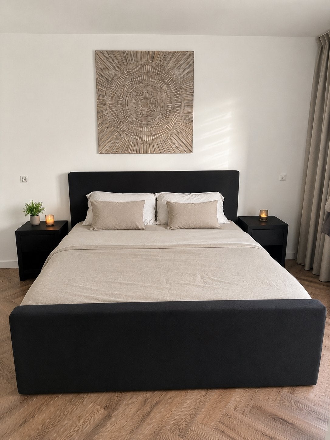 boxspring 180x200 inclusief nachtkasten, Ophalen, Zo goed als nieuw, Tweepersoons, 180 cm