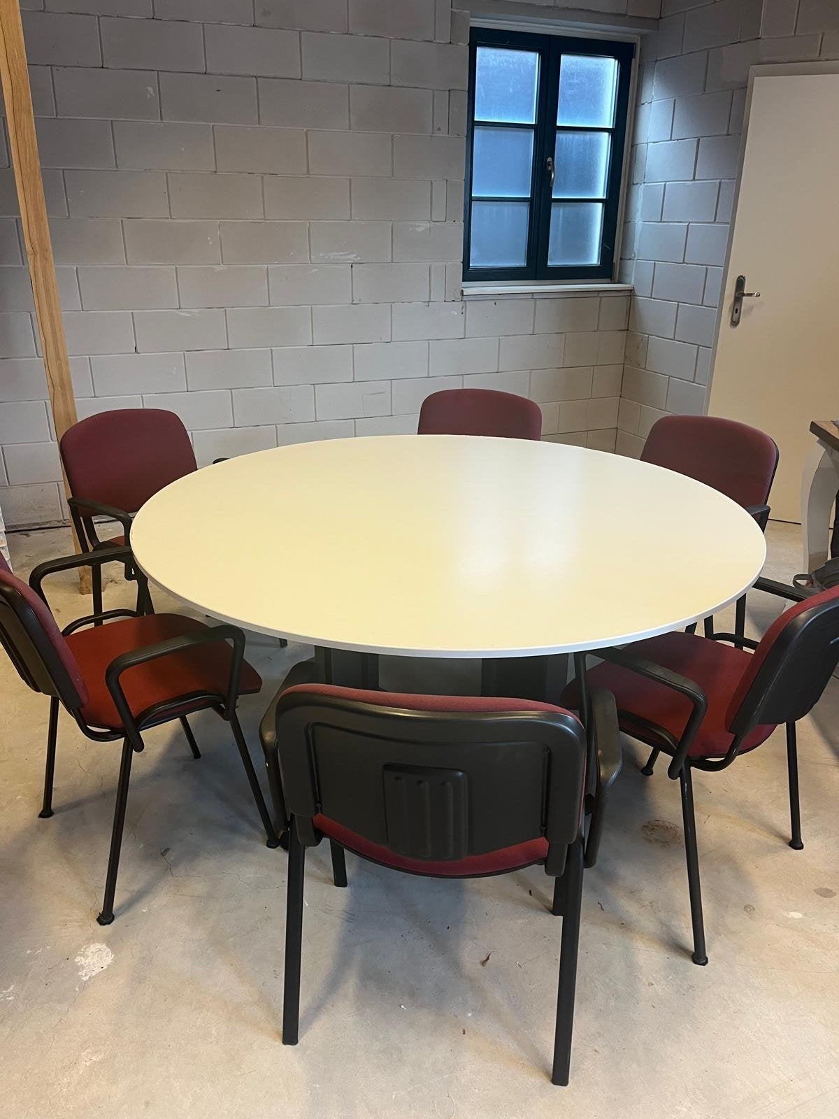 Ronde vergadertafel met 6 stoelen, Ophalen, Gebruikt, Rond, 75 cm of meer