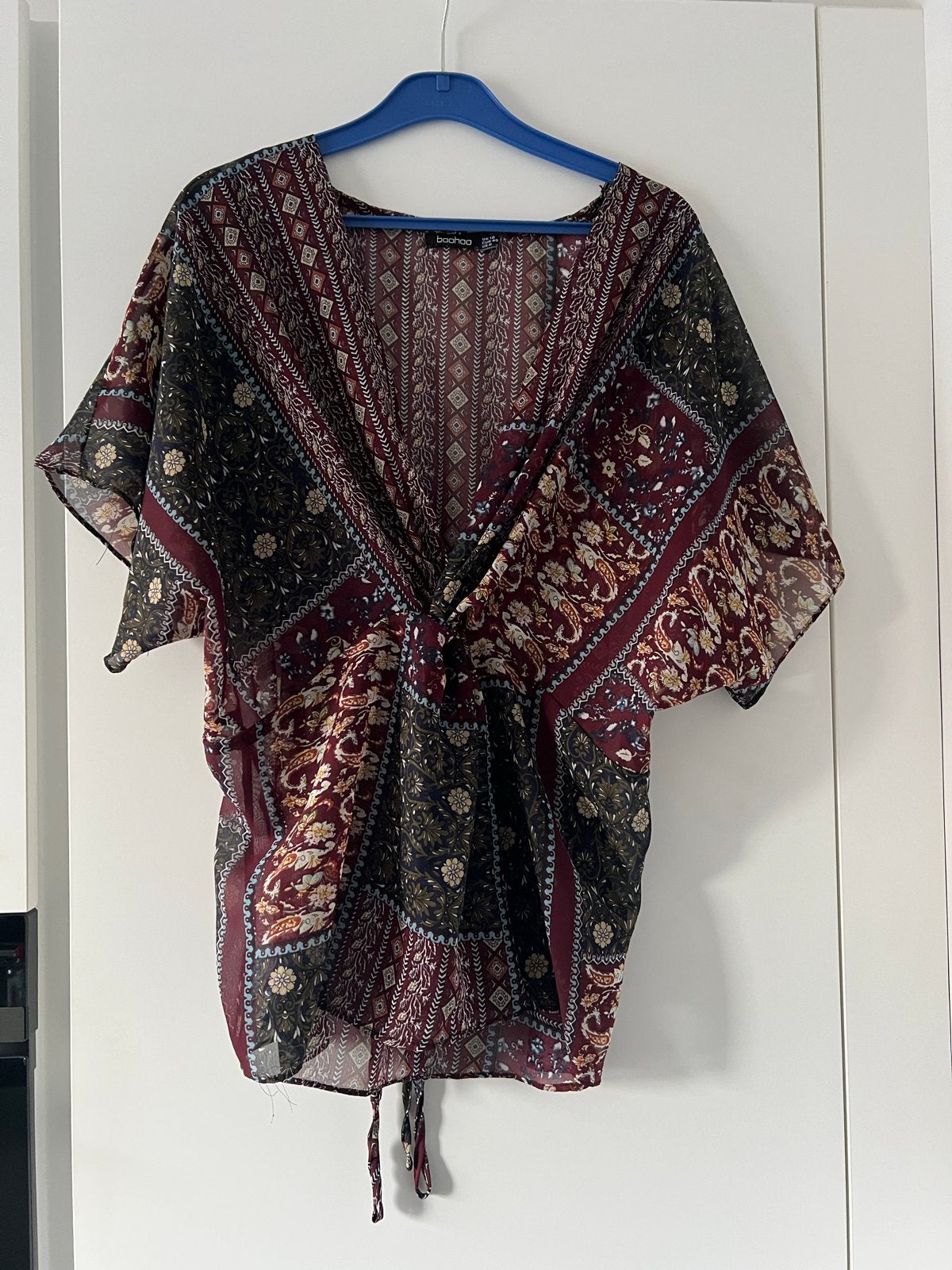 Boohoo Kaftan Blouse met Paisley Print - Maat 40, Maat 38/40 (M), Zo goed als nieuw, Korte mouw, Meerkleurig