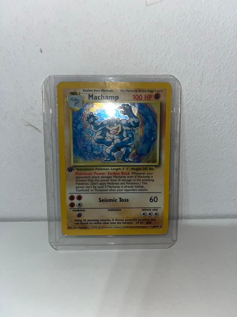 Machamp 1st edition Pokémon kaart, Hobby en Vrije tijd, Ophalen of Verzenden, Gebruikt, Losse kaart