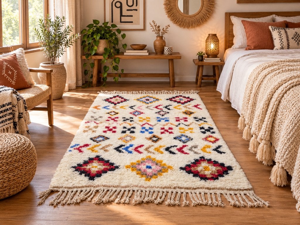 Wollen Berber vloerkleed 150x100 - kleurrijk handgemaakt, Nieuw, Ophalen of Verzenden, Maroccarpets, Rechthoekig