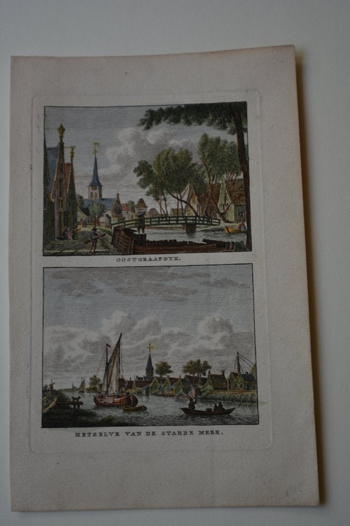 OOSTGRAFTDIJK 2 KOPERGRAVURES 1786-1792 JAN BULTHUIS E78, Antiek en Kunst, Kunst | Etsen en Gravures, Verzenden, Stadsgezicht
