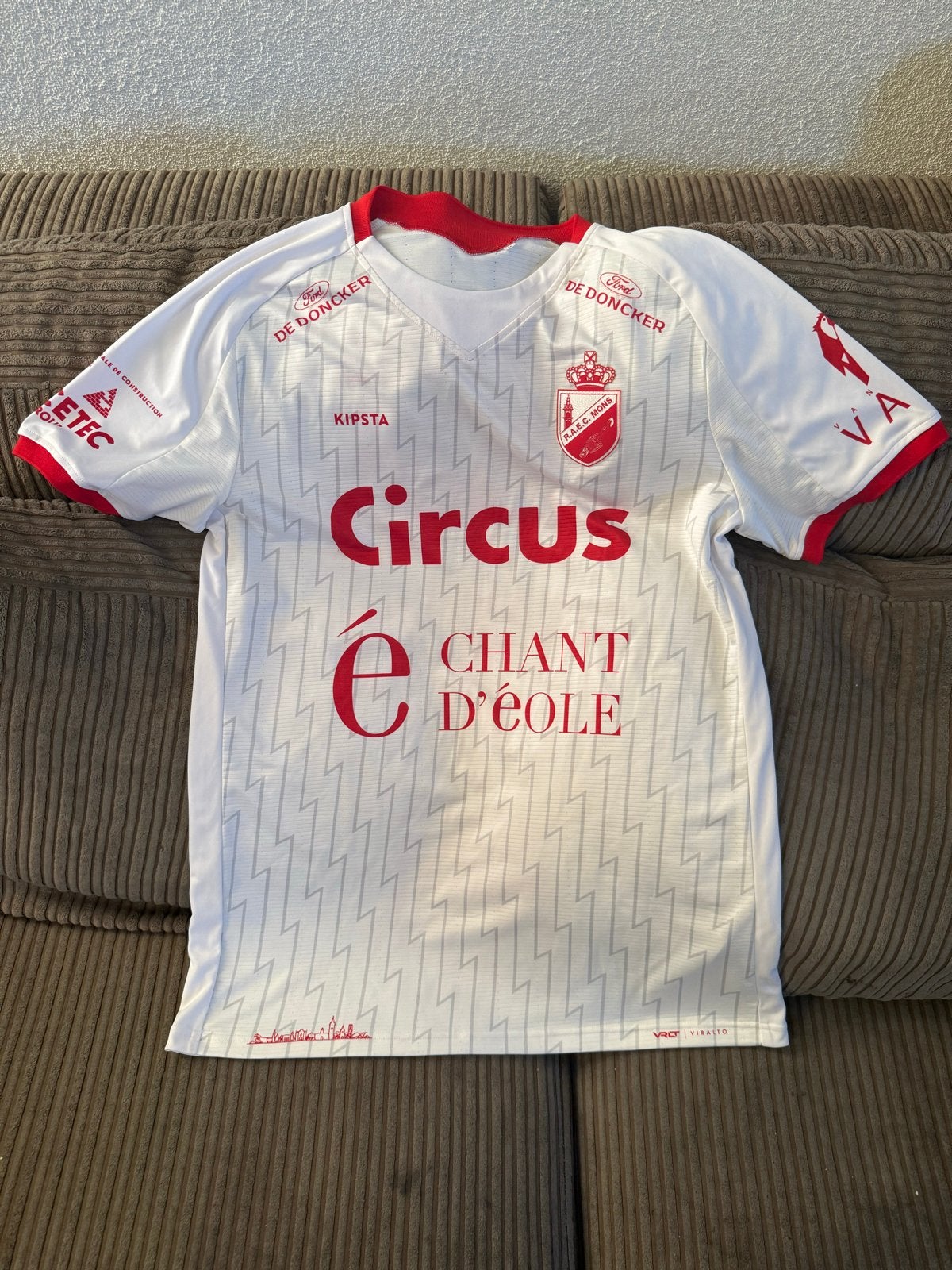 R.A.A.C. Mons voetbalshirt - Wit/Rood, Maat 48/50 (M), Wit, Nieuw, Ophalen of Verzenden