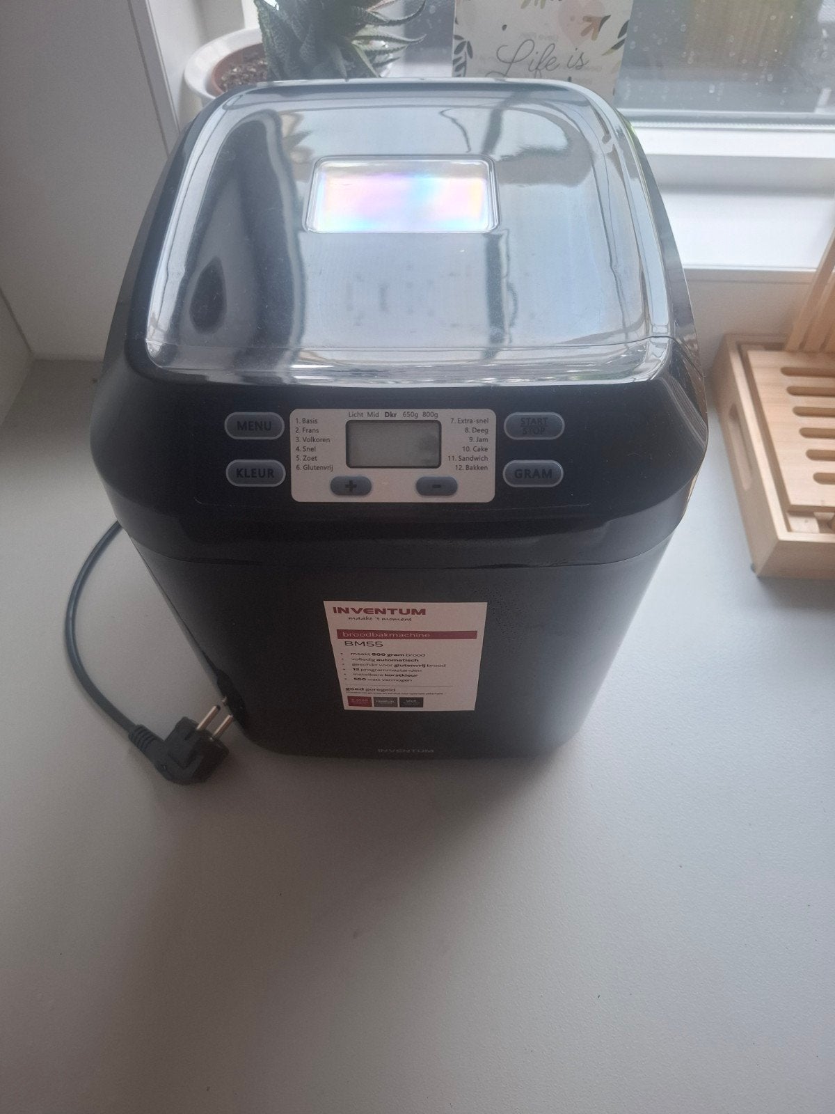Inventum Broodbakmachine BM55 - Zwart, Zo goed als nieuw, 800 tot 1200 gram deeg, Zo goed als nieuw, Kijkvenster, Ophalen