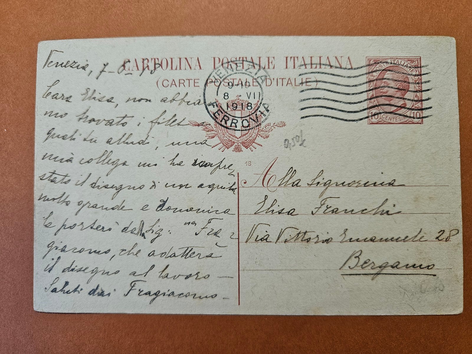 75) briefkaart 1918 Italië, Postzegels en Munten, Ophalen of Verzenden, Briefkaart