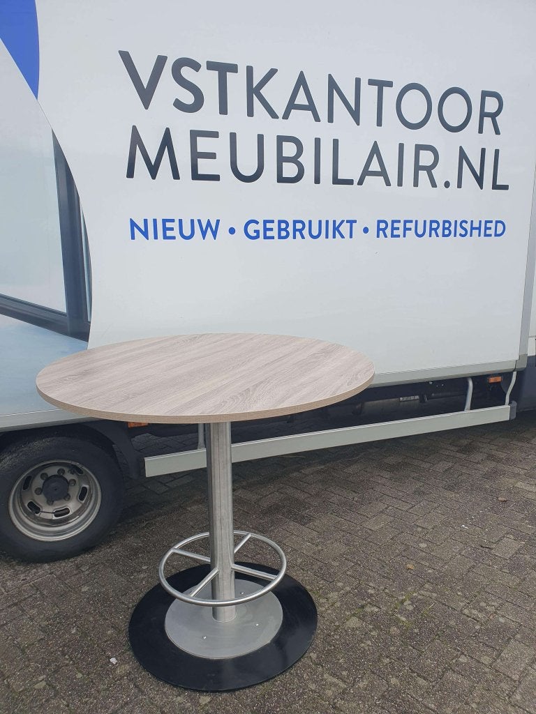 Hoge vergadertafel 120cm rond met nieuw blad naar keuze, VST, 120 cm, 120 cm, Ophalen of Verzenden
