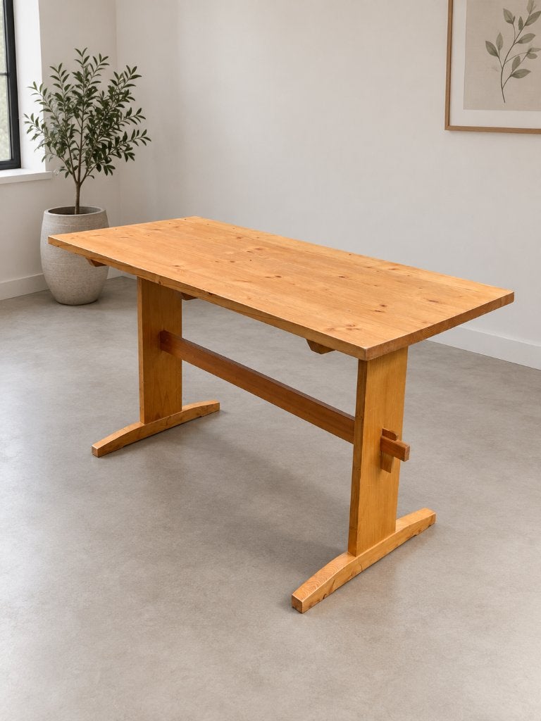 Landelijke grenen tafel 124x65 cm ook leuk  als bureau, Ophalen, Gebruikt, 50 tot 100 cm, Landelijk, Scandinavisch