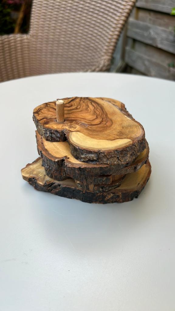 Vintage houten onderzetters, Ophalen of Verzenden, Nieuw, Glas of Kopje
