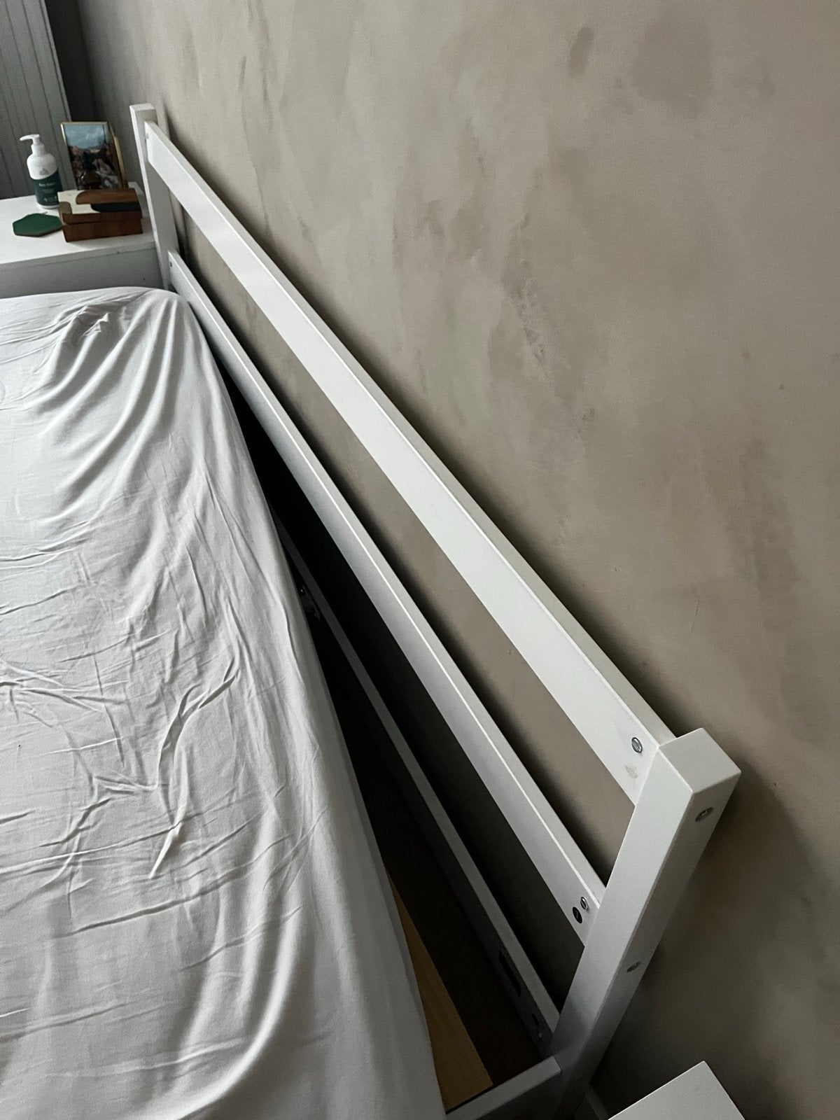 IKEA bedframe 160x200 cm (excl. lattenbodem), Ophalen, Wit, Tweepersoons, Zo goed als nieuw