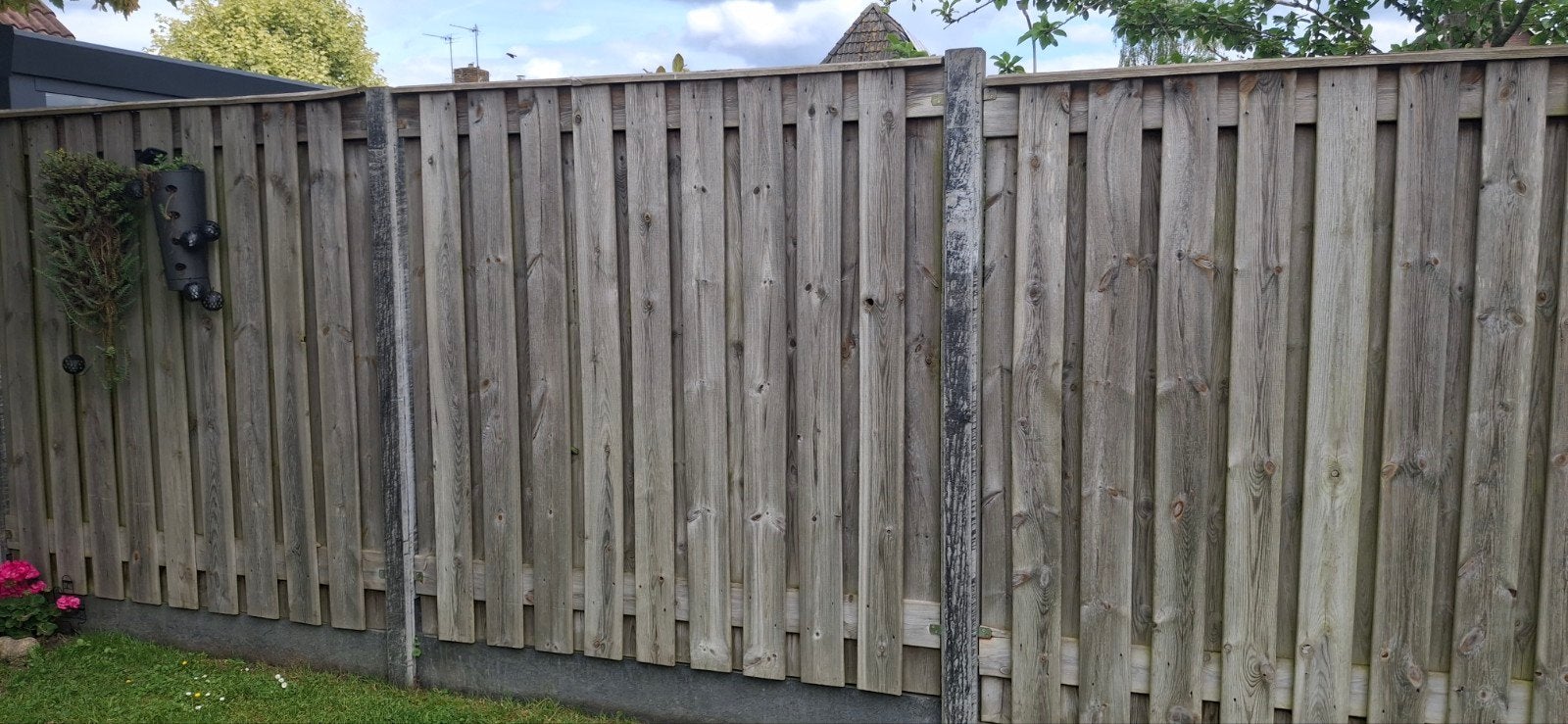 3 panelen beton schutting, Minder dan 3 meter, Ophalen of Verzenden, Hout, 1 tot 2 meter