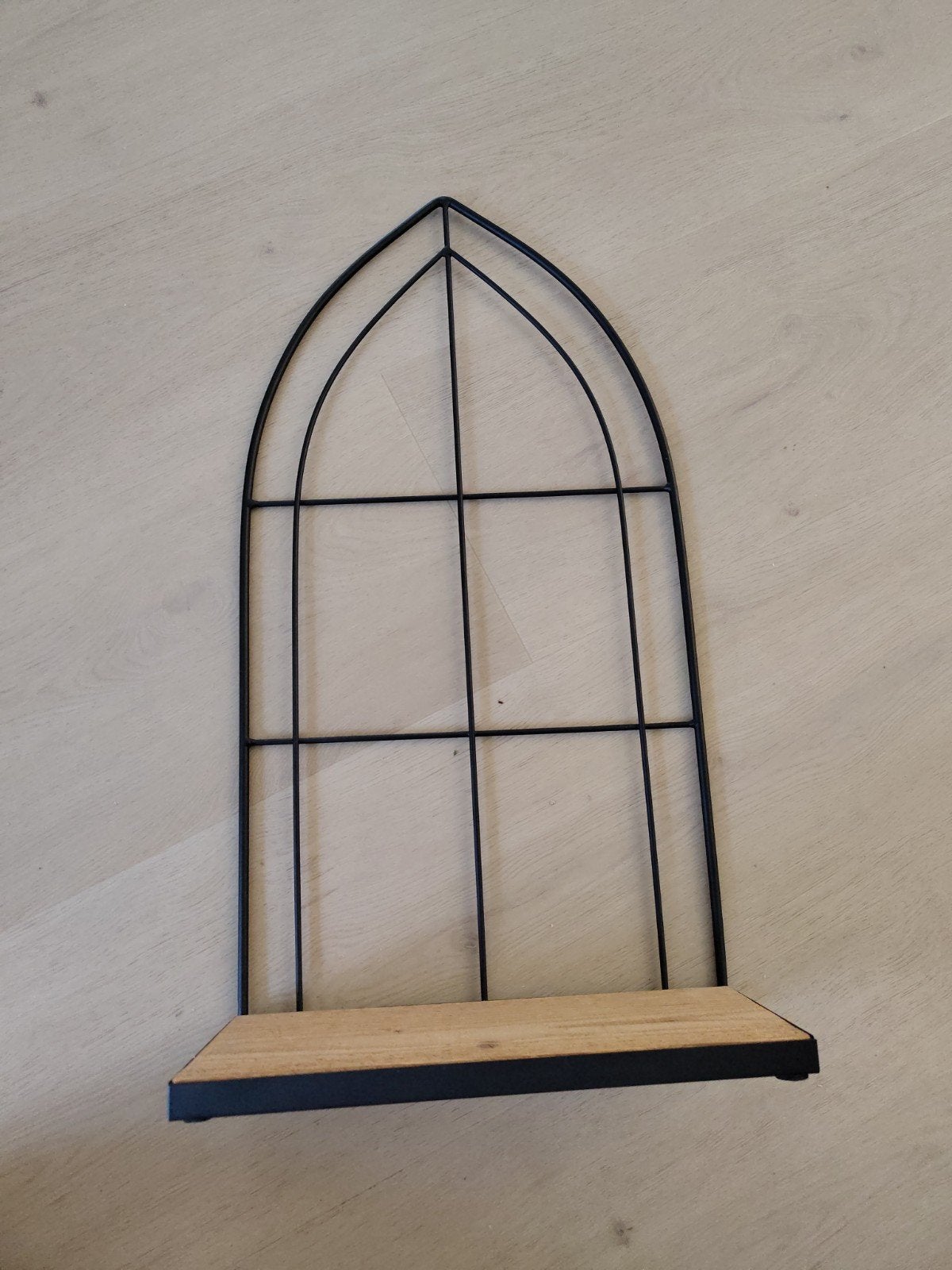 Wandrekje metaal met houten plankje - Gotisch design, Ophalen of Verzenden