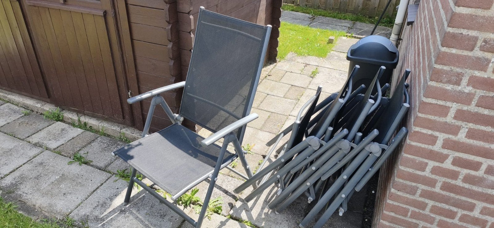4 tuinstoelen, Tuin en Terras, Tuinstoelen, Ophalen, Gebruikt, Aluminium