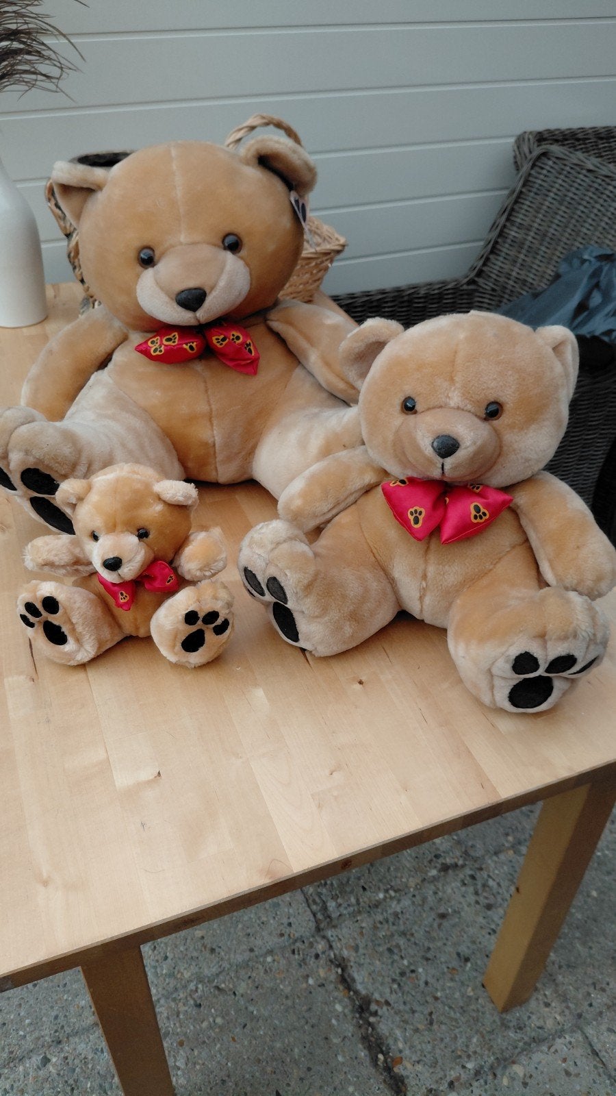 Set van 3 knuffelberen met strik - Diverse maten, Gebruikt, Overige merken, Overige karakters, Beer