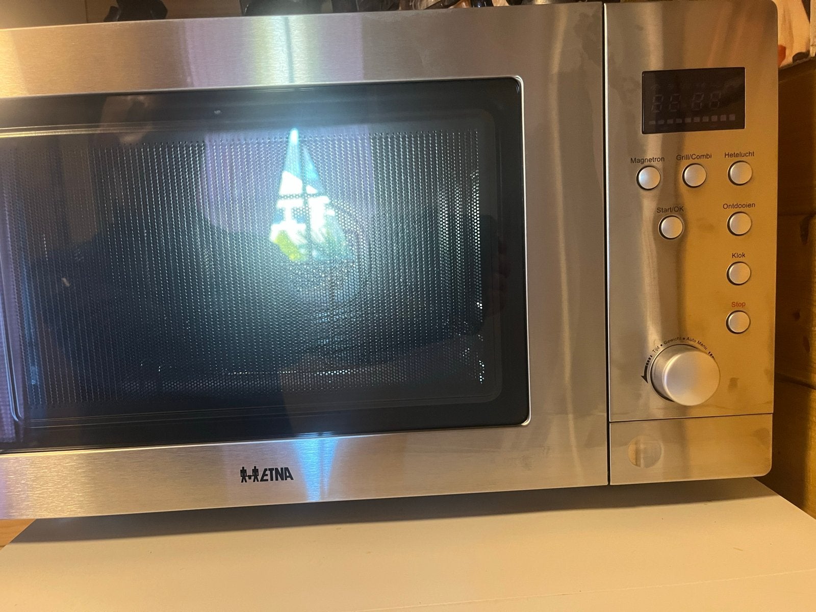 Etna ECM243RVS Combimagnetron - Zo goed als nieuw, Combimagnetron, Grill, Ophalen of Verzenden, Zo goed als nieuw