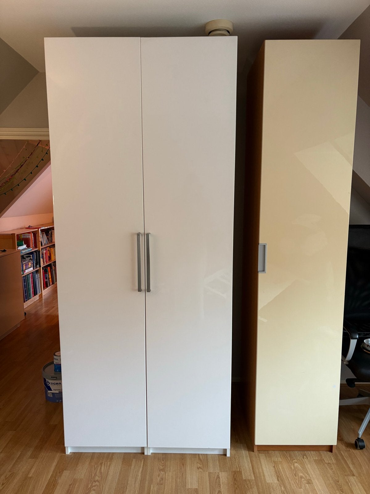 IKEA Pax Kledingkasten - Wit Hoogglans & Crème Eiken, Ophalen, Gebruikt, 100 tot 150 cm, 200 cm of meer
