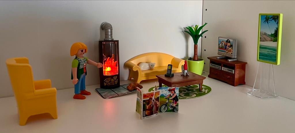 5308 Playmobil Woonkamer met Open Haard en Meubels, Kinderen en Baby's, Speelgoed | Playmobil, Ophalen of Verzenden, Zo goed als nieuw