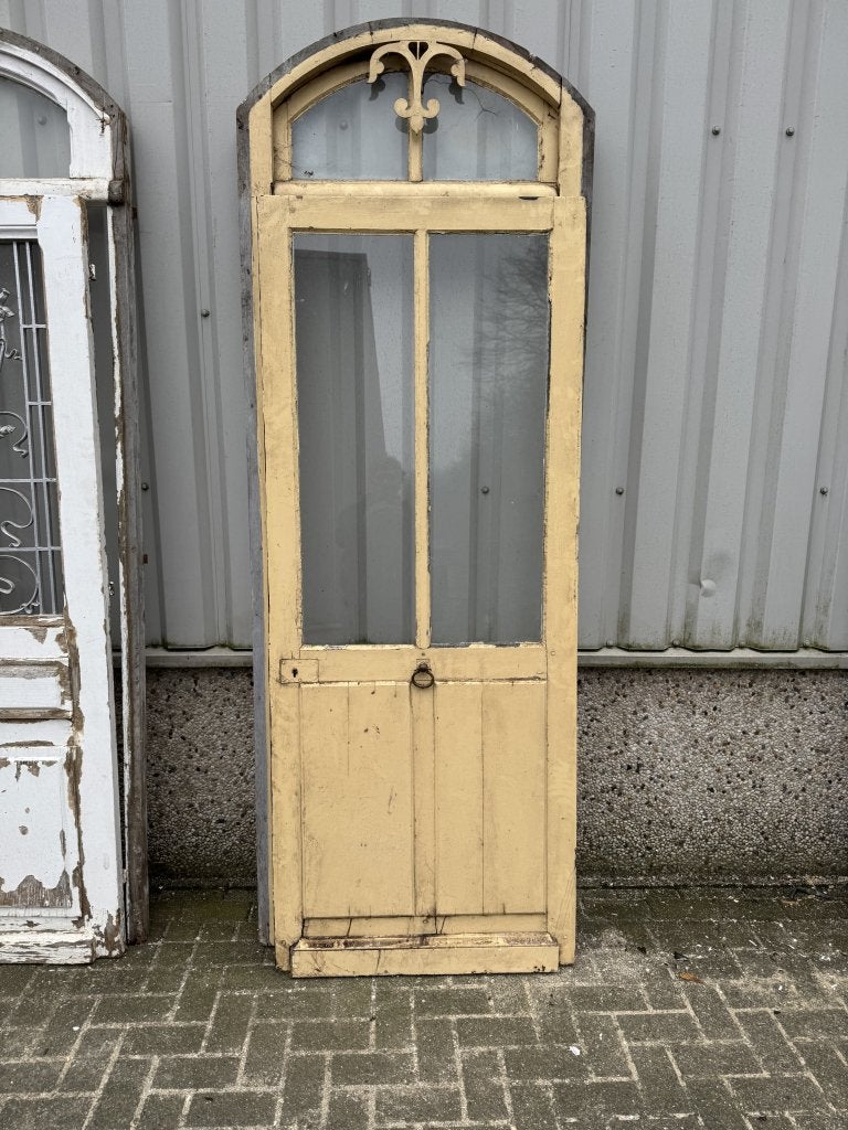 Antieke eiken franse buitendeur met kozijn, Jurgen.hoogenboezem@gmail.com, 80 tot 100 cm, Buitendeur, 200 tot 215 cm