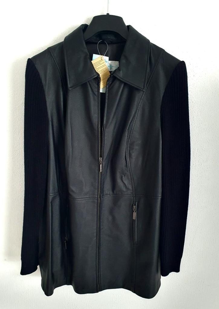 Nieuwe Ulla Popken Leren Jas Damesjas Gebreide Mouwen 46/48, Kleding | Dames, Jassen | Winter, Verzenden, Nieuw, Maat 46/48 (XL) of groter