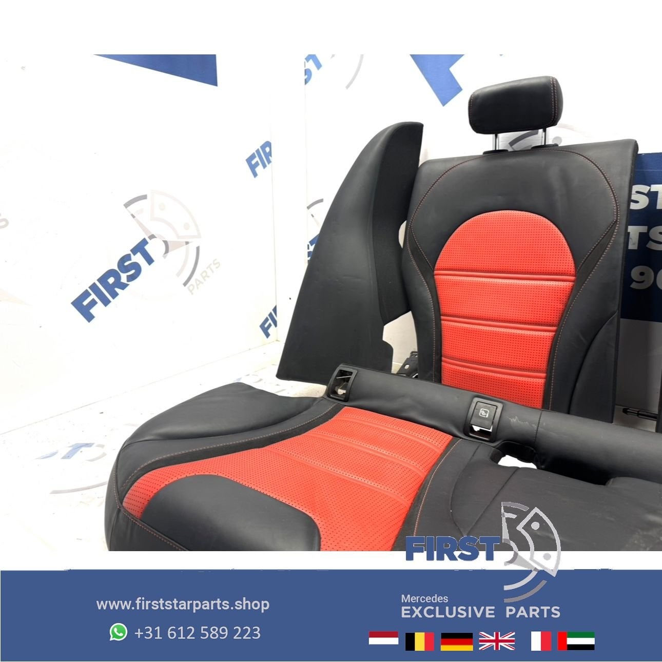 W205 ACHTERBANK + DEURPANELEN C63 AMG Mercedes C Klasse LEER, Auto-onderdelen, Interieur en Bekleding, Gebruikt, -, Ophalen of Verzenden