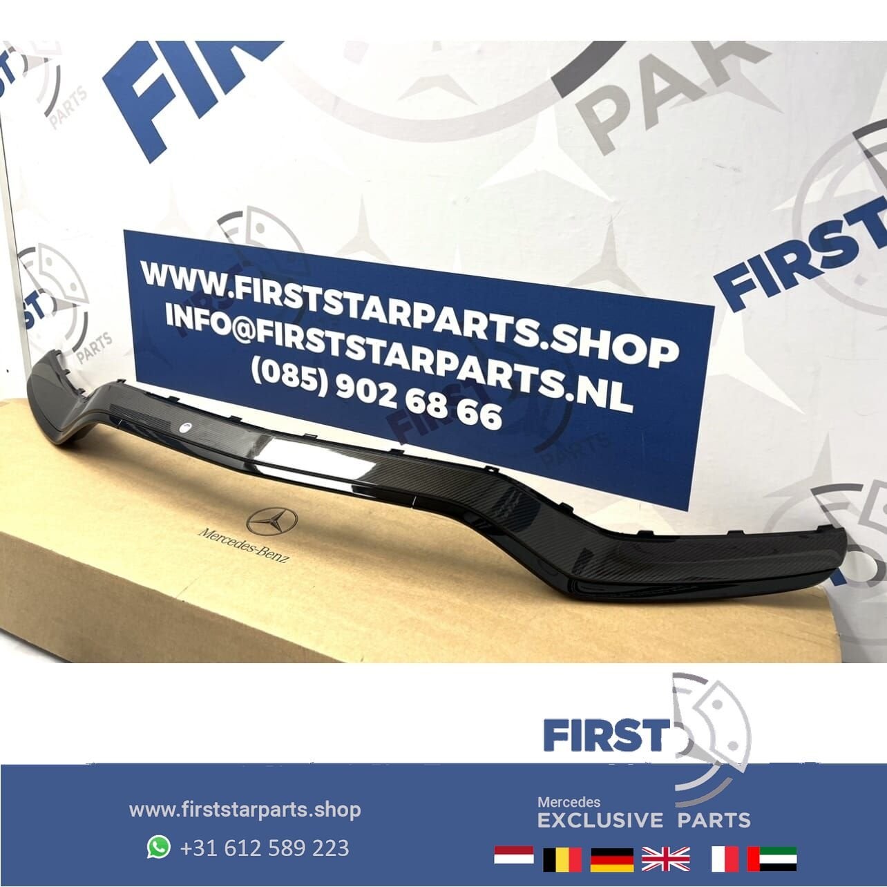 A2058851874 W205 C63 AMG CARBON SPOILER BUMPER LIP C KLASSE, Gebruikt, -, Voor, Ophalen of Verzenden