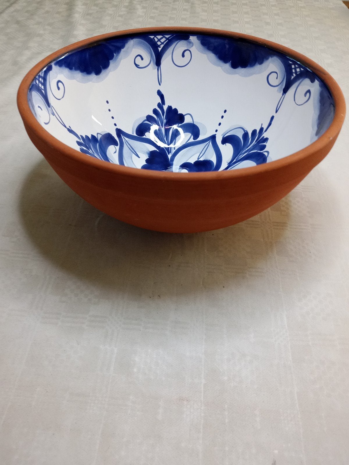 Terracotta schaal met geglazuurde binnenkant, Ophalen of Verzenden, Zo goed als nieuw, Rond, Schaal