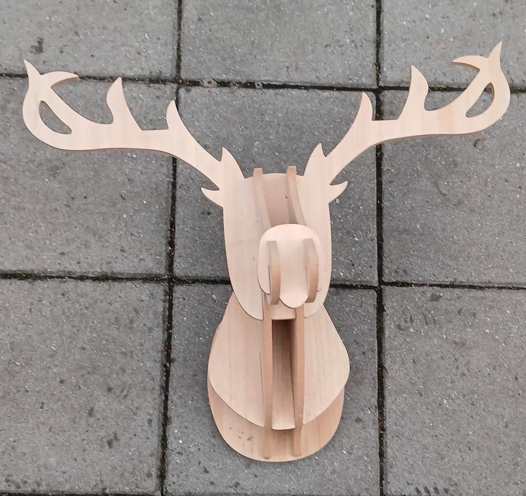 Houten hert hoofd wanddecoratie, Huis en Inrichting, Hout, Ophalen of Verzenden, Zo goed als nieuw, Scandinavisch