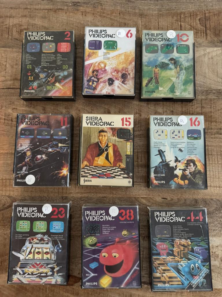 Philips Videopac spellen collectie compleet in doos, Gebruikt, Overige genres, 1 speler, Ophalen of Verzenden