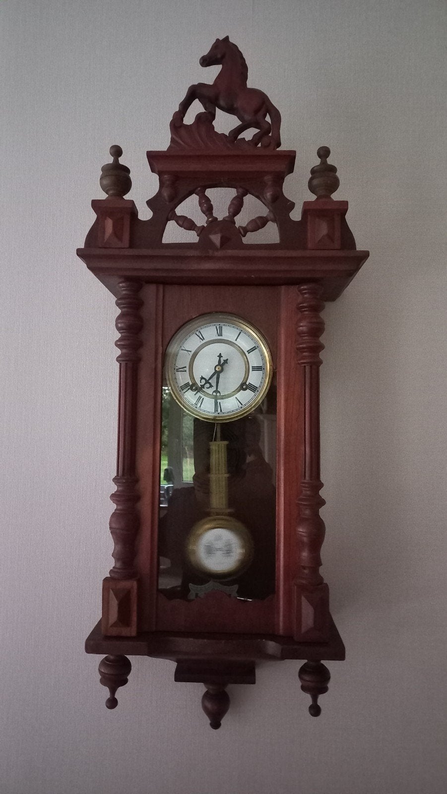 mooie regulateur klok met paard, Antiek en Kunst, Ophalen of Verzenden