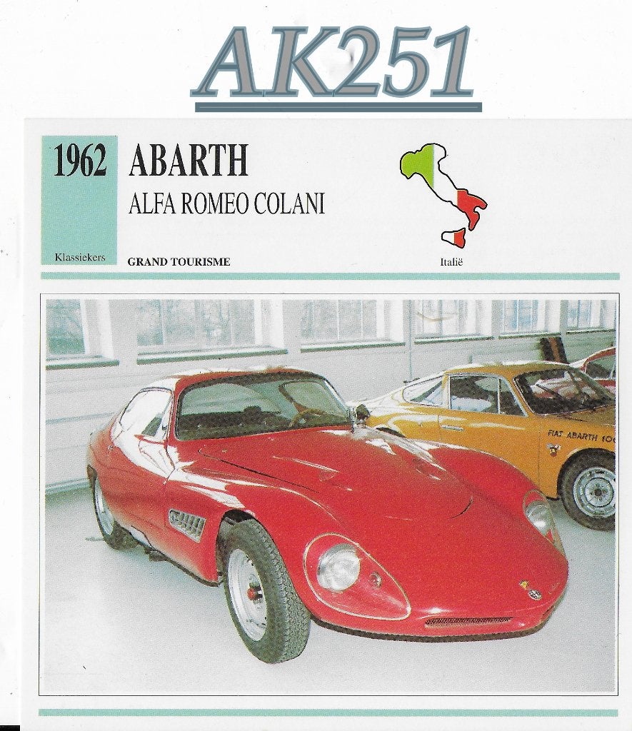 Ak251 Autokaart Abarth Alfa Romeo Colani 1962, Ophalen of Verzenden, Zo goed als nieuw, Auto's